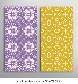 Vertical seamless floral geometric lace patterns set with hand drawn texture for Wedding, Bridal, Valentine's day or Birthday Invitations, fabric or paper print. Vector collection