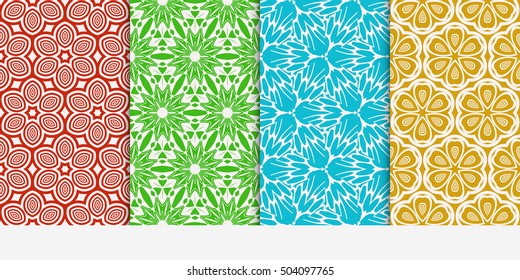 Vertical seamless floral geometric patterns set. Texture for holiday cards, Valentines day, wedding invitations, design wallpaper, pattern fills, web page, banner, flyer. Vector illustration.