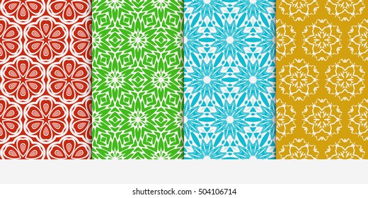 Vertical seamless floral geometric patterns set. Texture for holiday cards, Valentines day, wedding invitations, design wallpaper, pattern fills, web page, banner, flyer. Vector illustration.