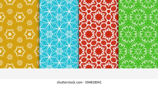 Vertical seamless floral geometric patterns set. Texture for holiday cards, Valentines day, wedding invitations, design wallpaper, pattern fills, web page, banner, flyer. Vector illustration.