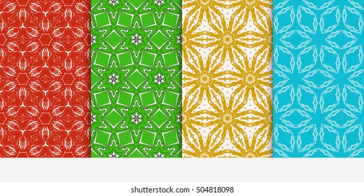 Vertical seamless floral geometric patterns set. Texture for holiday cards, Valentines day, wedding invitations, design wallpaper, pattern fills, web page, banner, flyer. Vector illustration.