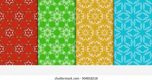 Vertical seamless floral geometric patterns set. Texture for holiday cards, Valentines day, wedding invitations, design wallpaper, pattern fills, web page, banner, flyer. Vector illustration.