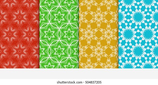 Vertical seamless floral geometric patterns set. Texture for holiday cards, Valentines day, wedding invitations, design wallpaper, pattern fills, web page, banner, flyer. Vector illustration.