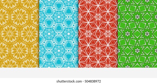 Vertical seamless floral geometric patterns set. Texture for holiday cards, Valentines day, wedding invitations, design wallpaper, pattern fills, web page, banner, flyer. Vector illustration.