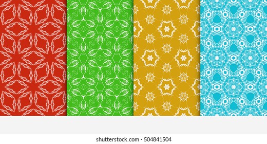 Vertical seamless floral geometric patterns set. Texture for holiday cards, Valentines day, wedding invitations, design wallpaper, pattern fills, web page, banner, flyer. Vector illustration.