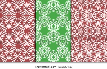Vertical seamless floral geometric patterns set. Texture for holiday cards, Valentines day, wedding invitations, design wallpaper, pattern fills, web page, banner, flyer. Vector illustration.
