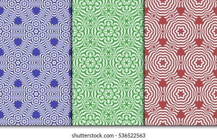 Vertical seamless floral geometric patterns set. Texture for holiday cards, Valentines day, wedding invitations, design wallpaper, pattern fills, web page, banner, flyer. Vector illustration.