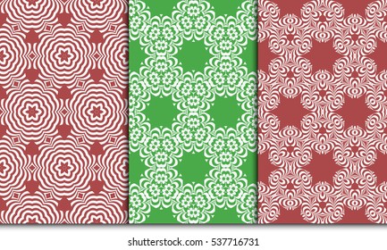 Vertical seamless floral geometric patterns set. Texture for holiday cards, Valentines day, wedding invitations, design wallpaper, pattern fills, web page, banner, flyer. Vector illustration.