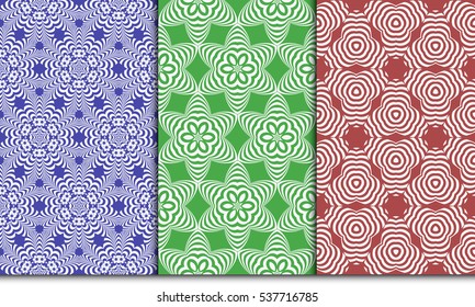Vertical seamless floral geometric patterns set. Texture for holiday cards, Valentines day, wedding invitations, design wallpaper, pattern fills, web page, banner, flyer. Vector illustration.
