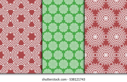 Vertical seamless floral geometric patterns set. Texture for holiday cards, Valentines day, wedding invitations, design wallpaper, pattern fills, web page, banner, flyer. Vector illustration.