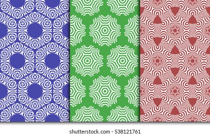 Vertical seamless floral geometric patterns set. Texture for holiday cards, Valentines day, wedding invitations, design wallpaper, pattern fills, web page, banner, flyer. Vector illustration.