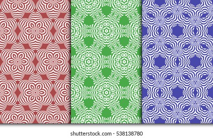 Vertical seamless floral geometric patterns set. Texture for holiday cards, Valentines day, wedding invitations, design wallpaper, pattern fills, web page, banner, flyer. Vector illustration.