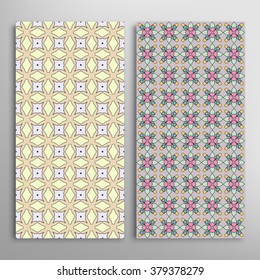 Vertical seamless geometric patterns collection with repeating texture for Wedding, Bridal, Valentine's day, greeting cards or Birthday Invitations, fabric or paper print. 