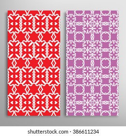 Vertical seamless geometric patterns collection with repeating texture for Wedding, Bridal, Valentine's day, greeting cards or Birthday Invitations, fabric or paper print. 