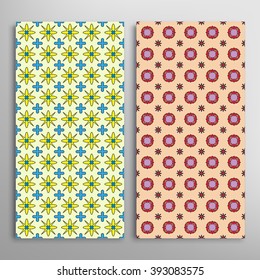 Vertical seamless geometric patterns collection with repeating texture for Wedding, Bridal, Valentine's day, greeting cards or Birthday Invitations, fabric or paper print. 