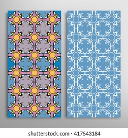 Vertical seamless geometric patterns collection with repeating texture for Wedding, Bridal, Valentine's day, greeting cards or Birthday Invitations, fabric or paper print. 