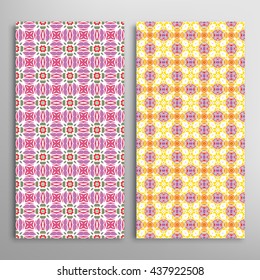 Vertical seamless geometric patterns collection with repeating texture for Wedding, Bridal, Valentine's day, greeting cards or Birthday Invitations, fabric or paper print.