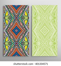 Vertical seamless geometric patterns set with hand drawn doodle sketch texture for fabric or paper print, invitations or cards design. Vector collection