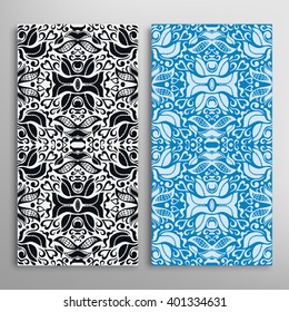 Vertical seamless geometric patterns set with hand drawn doodle sketch texture for fabric or paper print, invitations or cards design. Vector collection