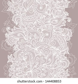 Vertical seamless lace pattern. Sweet wave background for wedding invitation cards, any other designs. Abstract floral border. 