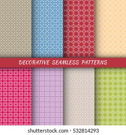 Vertical seamless line patterns set, geometric texture for Wedding, Bridal, Valentine's day, greeting cards or Birthday Invitations. Decorative seamless backgrounds, tribal ethnic ornament