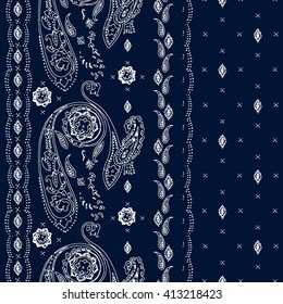 Vertical  Seamless Paisley Pattern. Wrapping Print. Floral Ornament, For Fabric, Textile, Cards, Wrapping Paper, Wallpaper Template.Ornamental Border. Decorative Motif. Vector Illustration