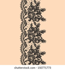 Vertical Seamless Pattern Black Lace