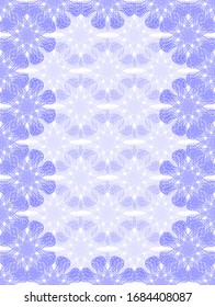 vertical seamless pattern in blue shades. beautiful winter background, openwork flat art, postcard, purple lace, cover, print. A4 format.