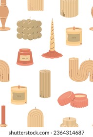 Vertical seamless pattern with decorative candles. Suitable for posters and banners. Flat vector illustration.