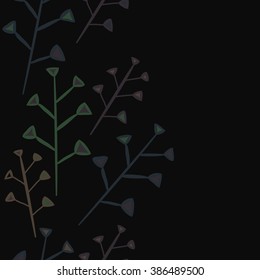 Vertical  seamless pattern, doodles,  branches,  copy space. Hand drawn.