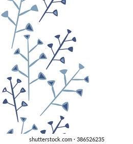 Vertical  seamless pattern, doodles,  branches,  copy space. Hand drawn.