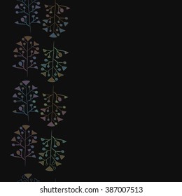 Vertical  seamless pattern, doodles,  branches,  copy space. Hand drawn.