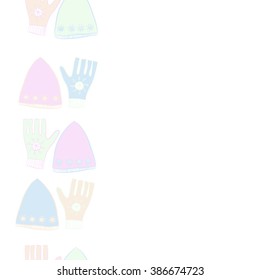 Vertical  seamless pattern, doodles,  caps, snowflakes, mittens,knitted,  copy space. Hand drawn.