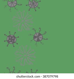 Vertical  seamless pattern, doodles,  snowflakes, ellipses,  copy space, winter theme. Hand drawn.