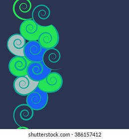 Vertical  seamless pattern, doodles,spirals, spots, hole,  copy space. Hand drawn.