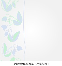 Vertical seamless pattern of floral motif, leaf, branch, bud, spring  flower, stripe, spots, hole, copy space. Hand drawn.