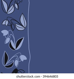 Vertical seamless pattern of floral motif, leaf, branch, bud, spring  flower, stripe, spots, hole, copy space. Hand drawn.