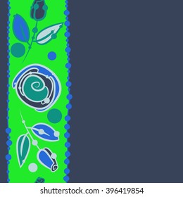Vertical seamless  pattern of floral motif, spirals,stripes, leaves, branches, hole, spots,stylized flower, copy space. Hand drawn.