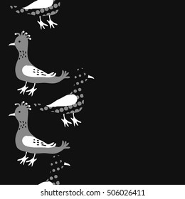 Vertical seamless pattern, halftone, birds.