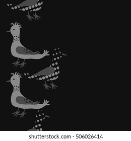 Vertical seamless pattern, halftone, birds.