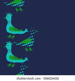 Vertical seamless pattern, halftone, birds.