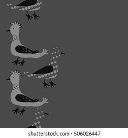 Vertical seamless pattern, halftone, birds.