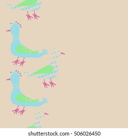 Vertical seamless pattern, halftone, birds.