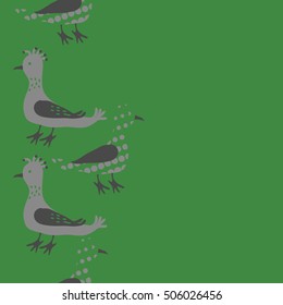 Vertical seamless pattern, halftone, birds.