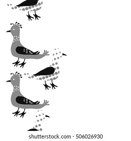 Vertical seamless pattern, halftone, birds.