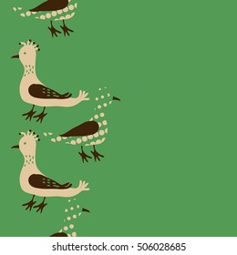 Vertical seamless pattern, halftone, birds.