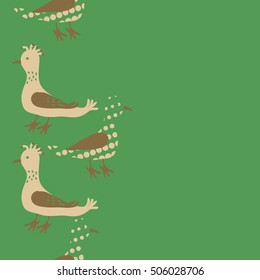 Vertical seamless pattern, halftone, birds.