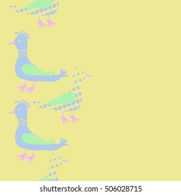 Vertical seamless pattern, halftone, birds.