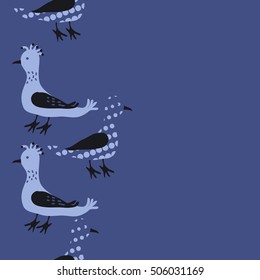 Vertical seamless pattern, halftone, birds.