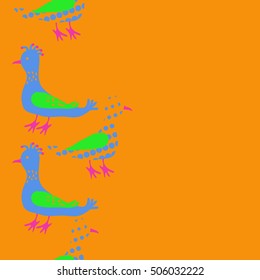 Vertical seamless pattern, halftone, birds.